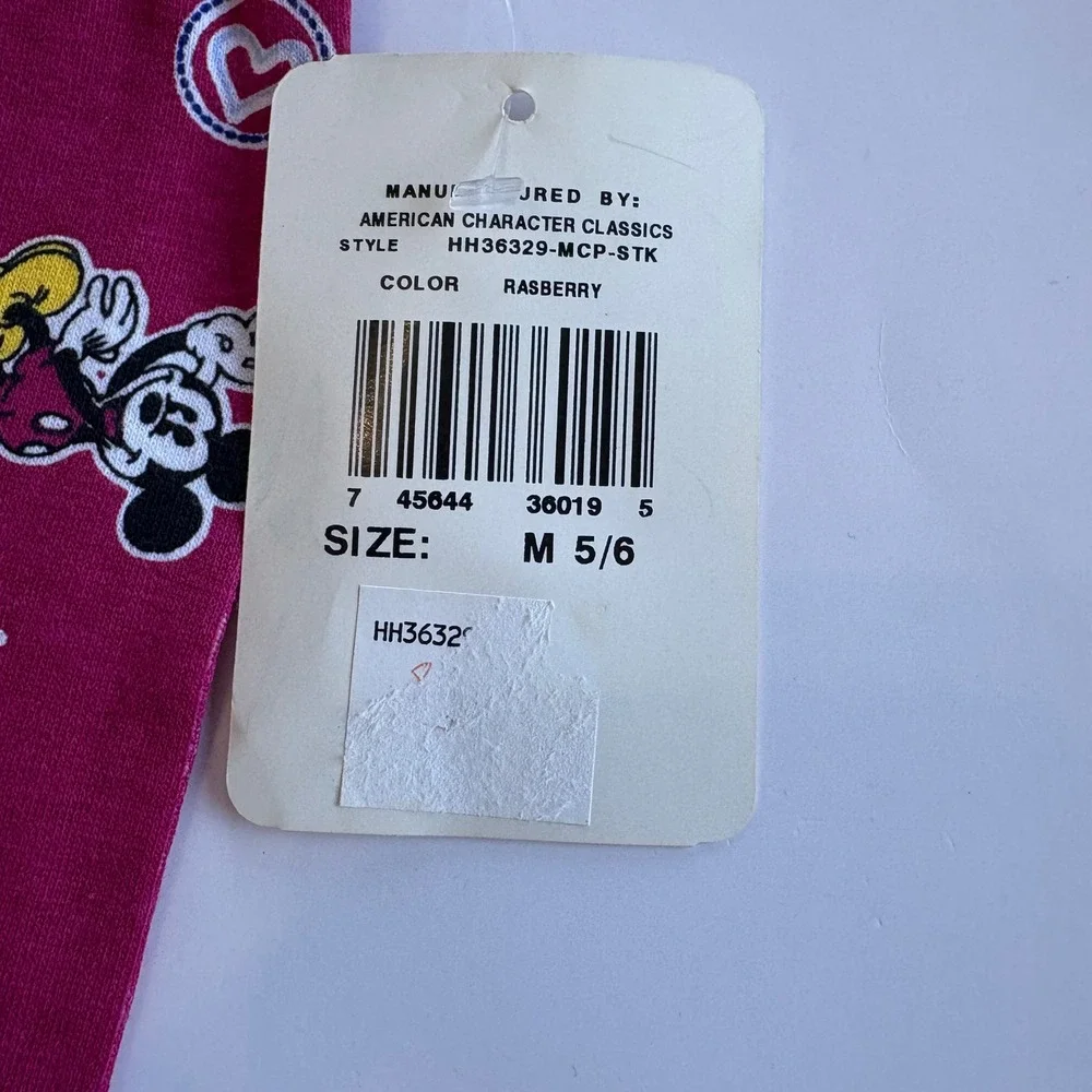 VTG Mickey & Co Disney Girls 5/6 Raspberry Pink Mickey Mouse Leggings Hearts NEW